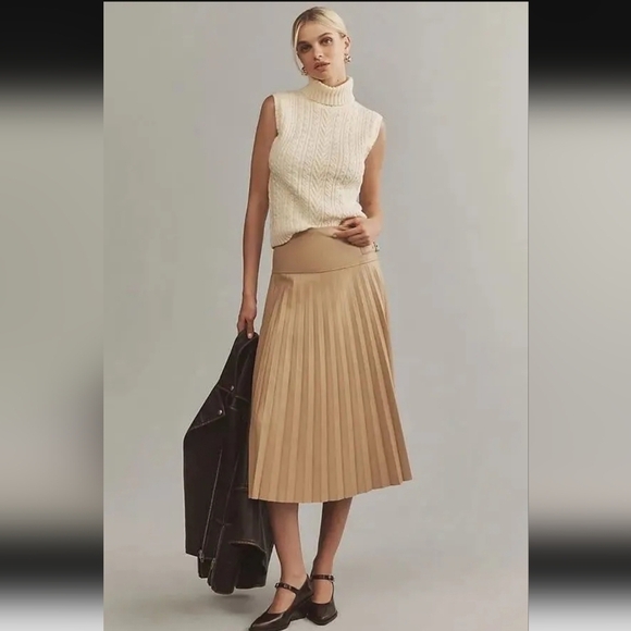 Anthropologie Dresses & Skirts - Anthropologie NWTs Caballero Buckle Faux Leather Pleated Mini Skirt